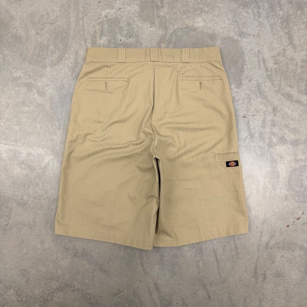 Y2K Mens Dickies Herringbone Stripe Loose Fit‎ Workwear Shorts Tan 38